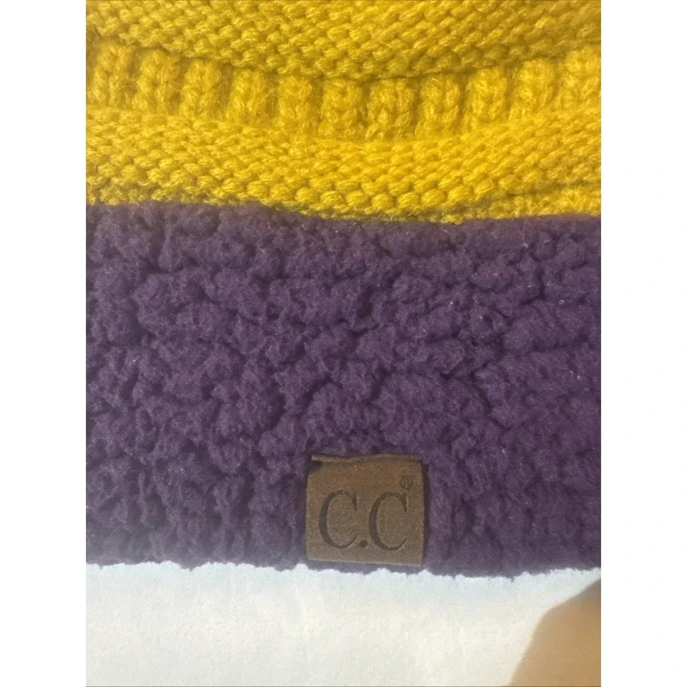 C.C‎ Girlie Girl Originals Beanie Two Tone Women's Chunky Hat Gold Yellow Purple